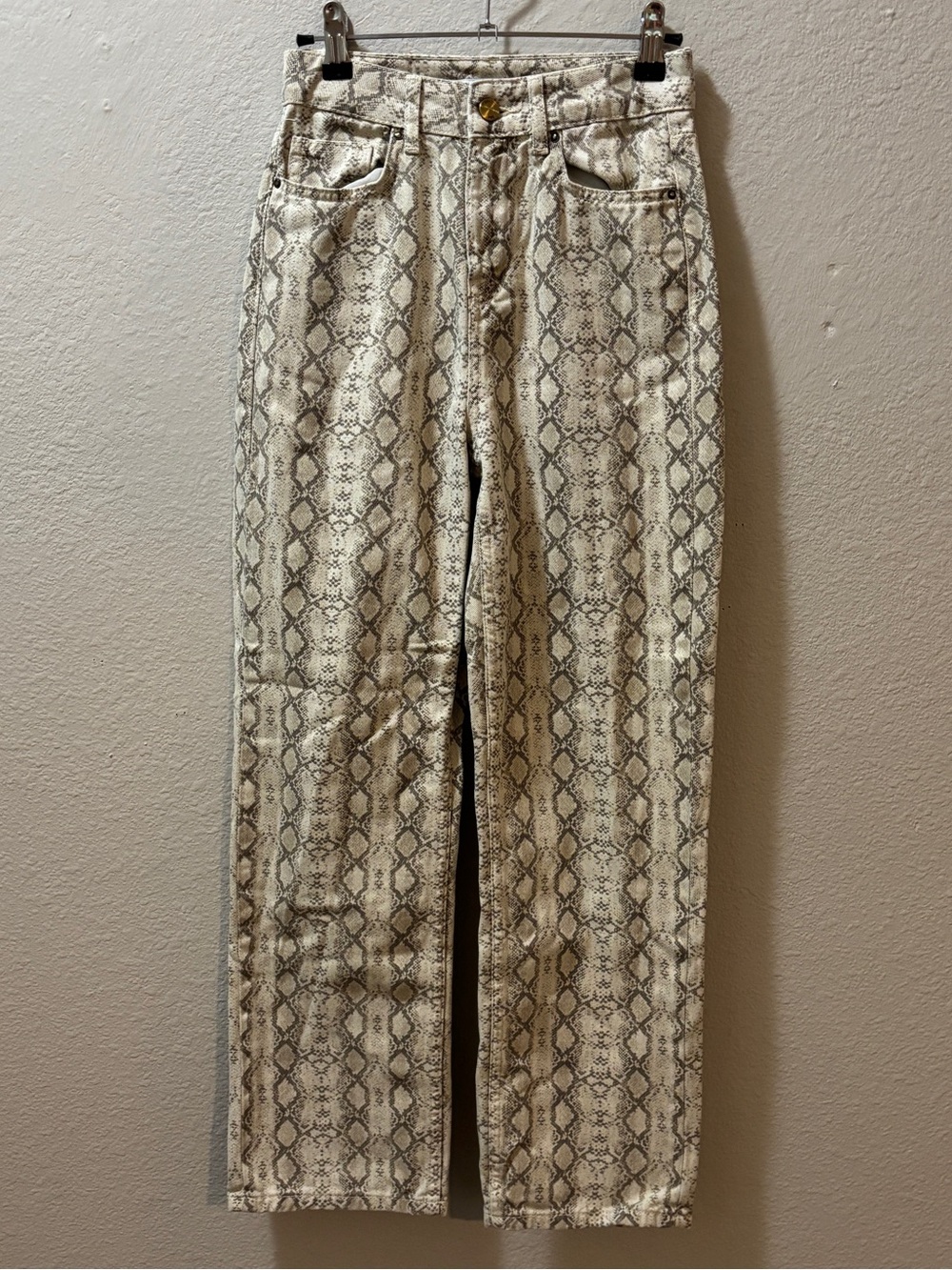 ZARA Snake Print High Rise Straight Leg Jeans Size 0